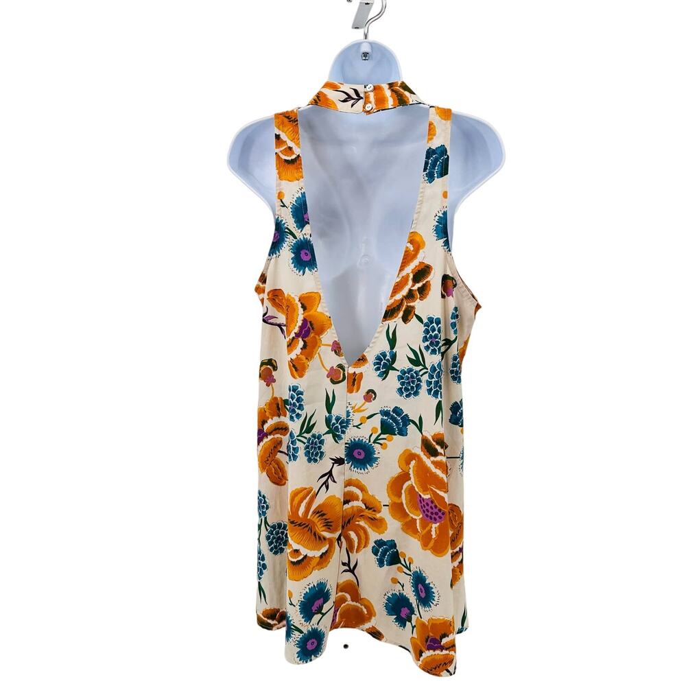By Together Dress WMNS M Cream Floral Mock Neck Tank Backless Retro Cottagecore - Picture 2 of 9
